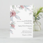 Invitation Australien Tropical Floral Dusty Blue Mariage (Debout devant)