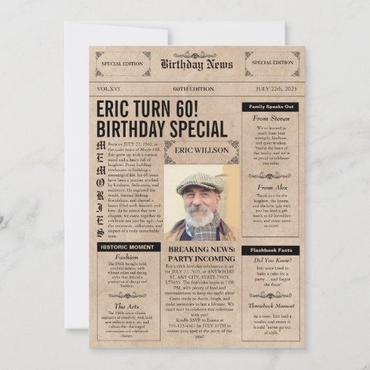 Invitation Authentique 60e anniversaire de la couverture du j (Devant)