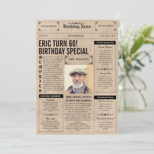 Invitation Authentique 60e anniversaire de la couverture du j (Debout devant)