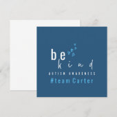 Invitation autism awareness be kind blue #team name custom  (Devant / Derrière)