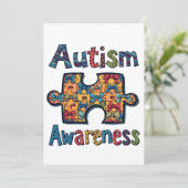 Invitation Autisme Maman Puzzle Pièce Coquette Bow Ruban Auti (Debout devant)