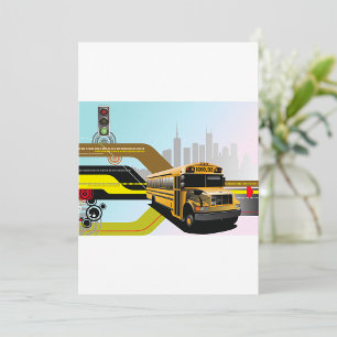 Invitation Autobus scolaire de la ville cybernétique