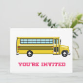Invitation Autobus scolaire jaune brillant invité (Debout devant)