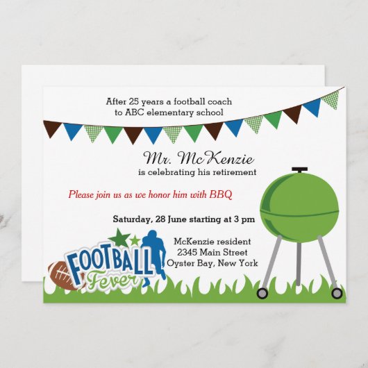 Invitation Autocar de football (Devant / Derrière)