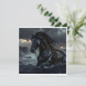 Invitation Autocollant de cheval de dark fantasy – Storm Stal (Debout devant)
