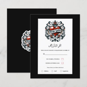Invitation Autocollant de tatouage pour cœur d'amour véritabl
