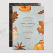 Invitation Automne 1ère fête d'anniversaire Simple Rustique C (Devant / Derrière)