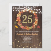 Invitation Automne 25e anniversaire mariage Thanksgiving bois (Devant)