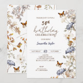 Invitation Automne 50e anniversaire, anniversaire floral (Devant / Derrière)