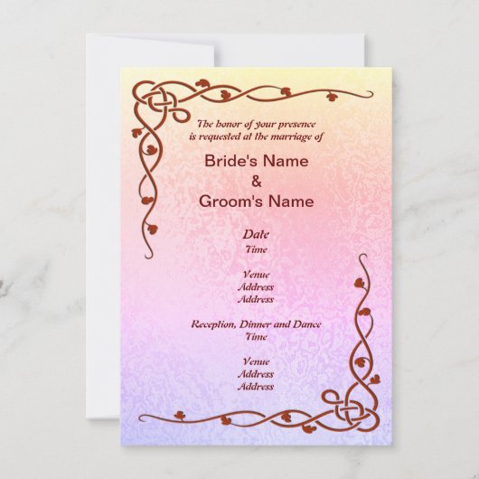 Invitation Automne Abstrait couleur vive rose violet Mariage (Devant)