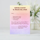 Invitation Automne Abstrait Shimmer rose violet menu RSVP (Debout devant)
