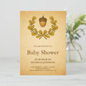 Invitation Automne Acorn Chêne Feuille Baby shower de couronn (Debout devant)