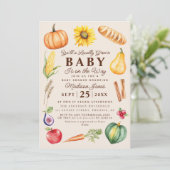 Invitation Automne Agricole Cultivé Localement Baby shower (Debout devant)