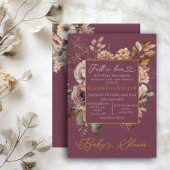 Invitation Automne Amour Automne Floral Élégant Bourgogne Inv