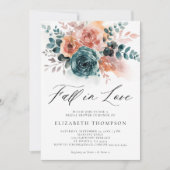 Invitation Automne Amour Turquoise Burnt Orange Fête des mari (Devant)