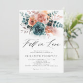 Invitation Automne Amour Turquoise Burnt Orange Fête des mari (Debout devant)