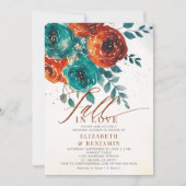 Invitation Automne Amour Turquoise Orange moderne Fête des ma (Devant)
