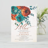 Invitation Automne Amour Turquoise Orange moderne Fête des ma (Debout devant)