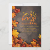 Invitation Automne Anniversaire Automne Feuilles Rustique Cél (Devant)