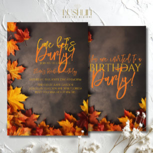 Invitation Automne Anniversaire Automne Feuilles Rustique Cél