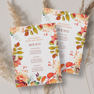 Invitation Automne Aquarelle Automne Floral 80e Anniversaire
