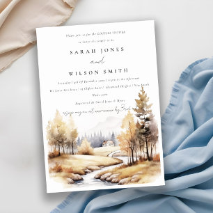 Invitation Automne Aquarelle Automne Paysage Couples Douche