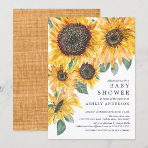 Invitation Automne Aquarelle Baby shower Floral Fleurs de sol