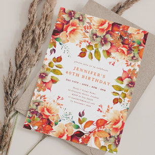 Invitation Automne Aquarelle d'automne Floral 40e anniversair