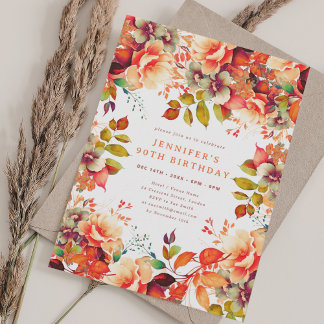 Invitation Automne Aquarelle d'automne Floral 90e anniversair