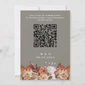 Invitation Automne Aquarelle Floral Grey QR CodeWedding (Dos)