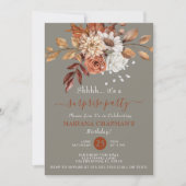 Invitation Automne Aquarelle Floral Grey Surprise Party (Devant)
