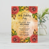 Invitation Automne Aquarelle Florale 80e fête d'anniversaire (Debout devant)