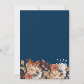 Invitation Automne Aquarelle Florale Marine Bleu fête d'anniv (Dos)