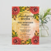 Invitation Automne Aquarelle Florale Mois Thanksgiving Dîner (Debout devant)