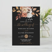 Invitation Automne Aquarelle Florale sur Mariage noir (Debout devant)