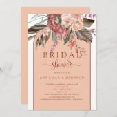 Invitation Automne Aquarelle Flores Rust Terracotta Pêche (Devant / Derrière)