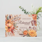 Invitation Automne Aquarelle Rustique Floral Dîner de répétit (Debout devant)