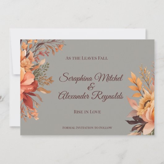 Invitation Automne aquarelle Rustique Floral Enregistrer la d (Dos)