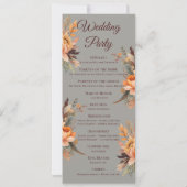 Invitation Automne Aquarelle Rustique Floral Wedding Programm (Dos)