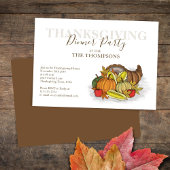 Invitation Automne Aquarelle Thanksgiving Dîner Personnalisé