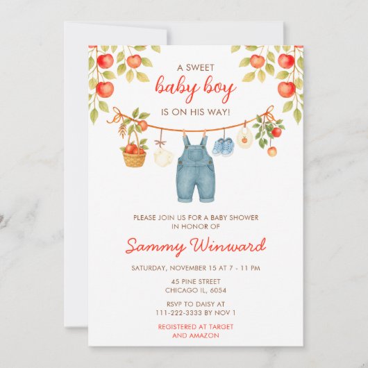 Invitation Automne Automne Apple Vêtements Ligne Baby shower (Devant)