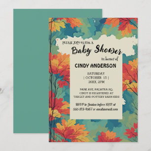 Invitation Automne automne aquarelle baby shower floral