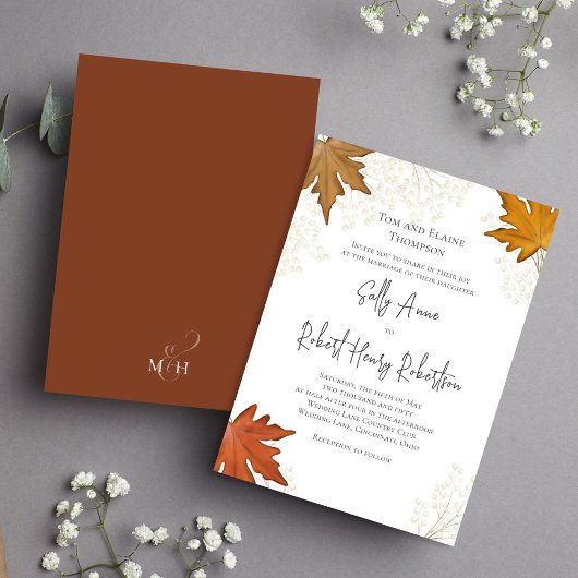 Invitation Automne Automne Aquarelle Feuille Mariage personna