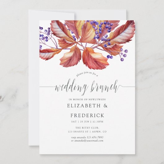 Invitation Automne - Automne Aquarelle Mariage Brunch invitat (Devant)