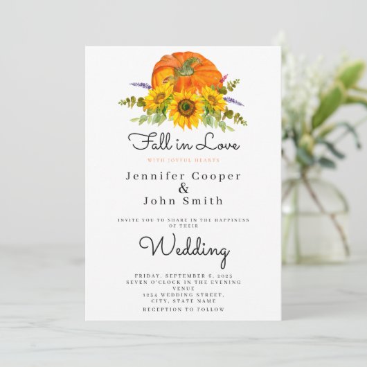 Invitation Automne Automne Automne Sunflower Citrouille Maria (Debout devant)