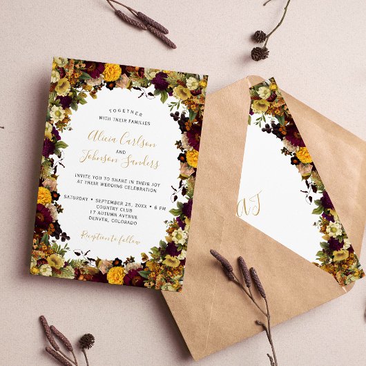 Invitation Automne automne botanique rustique mariage floral