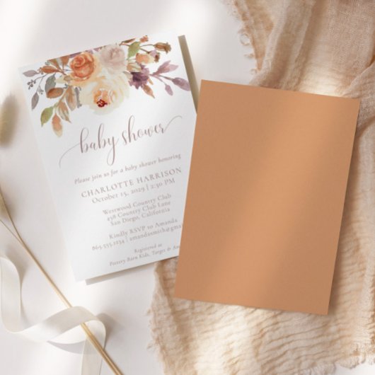 Invitation Automne Automne Botanique Terracotta | BABY SHOWER