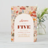 Invitation Automne/Automne Champignons et Fleur sauvage Tan A (Debout devant)