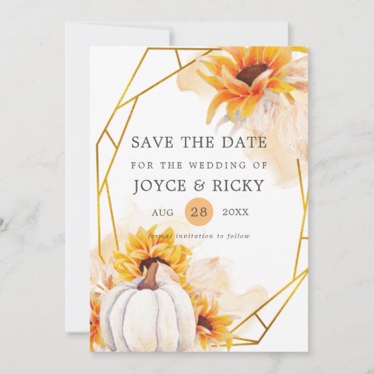 Invitation Automne Automne Citrouille Enregistrer La Date Mar (Devant)