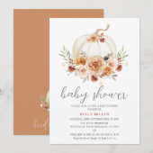Invitation Automne Automne Citrouille Floral Baby shower (Devant / Derrière)